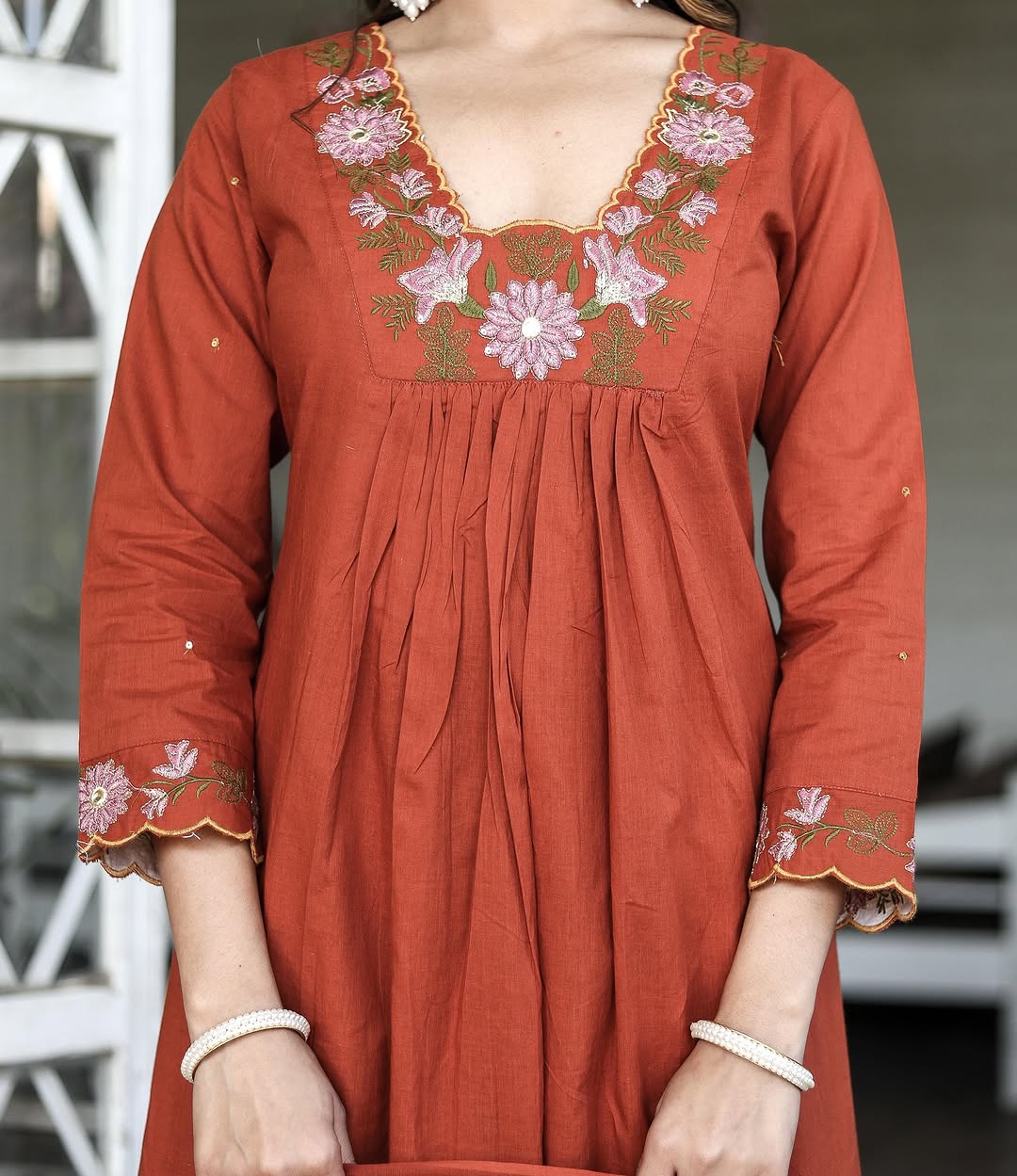 Bright Orange Kurta set for womens