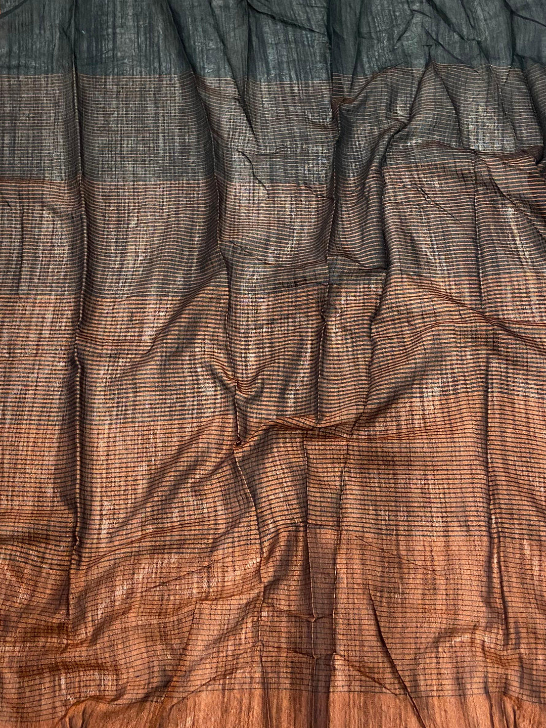 Orange Stylish Linen Saree With Zari Border