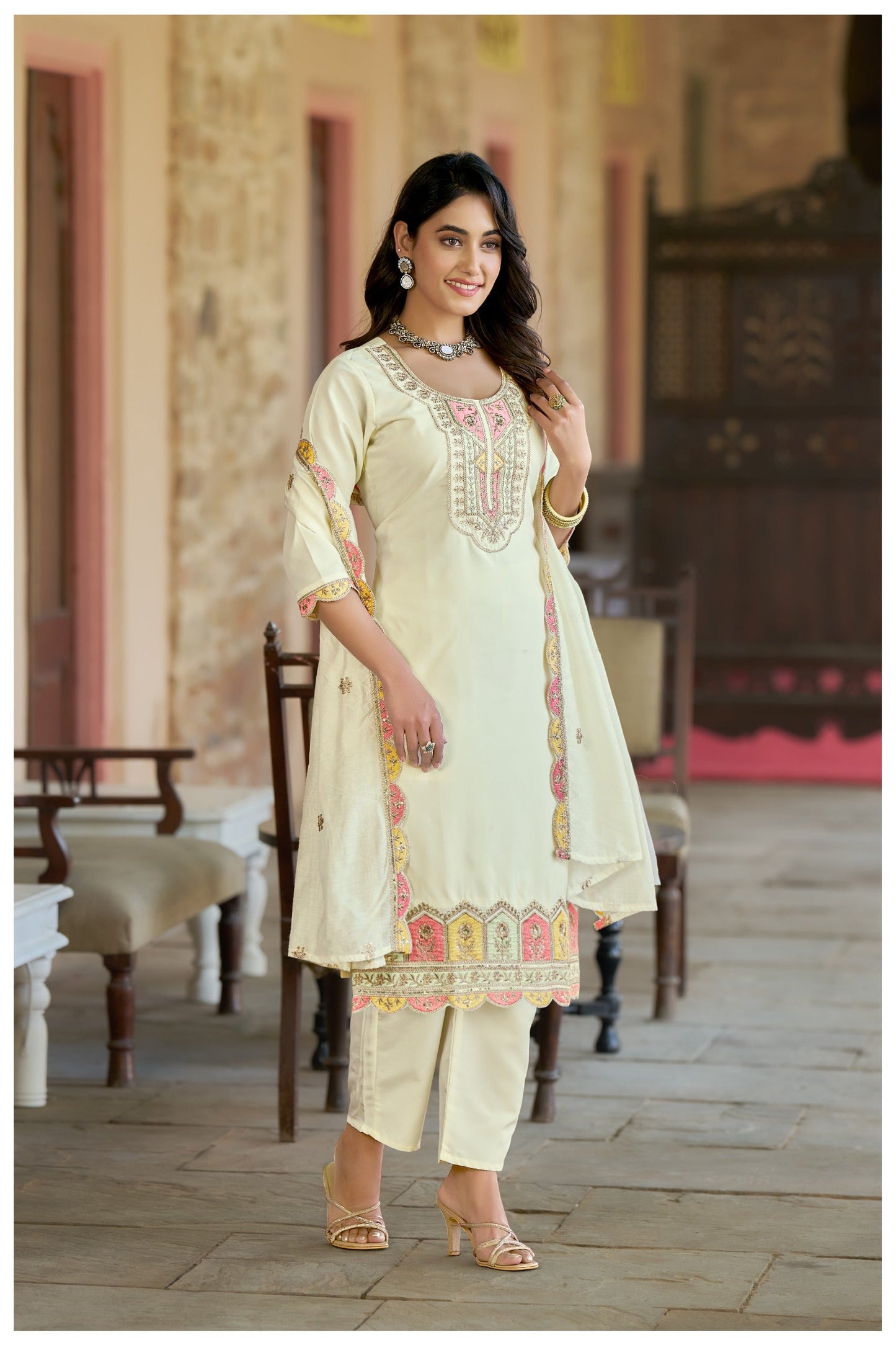 Wedding Wear Off White Kurta Set For Laddies