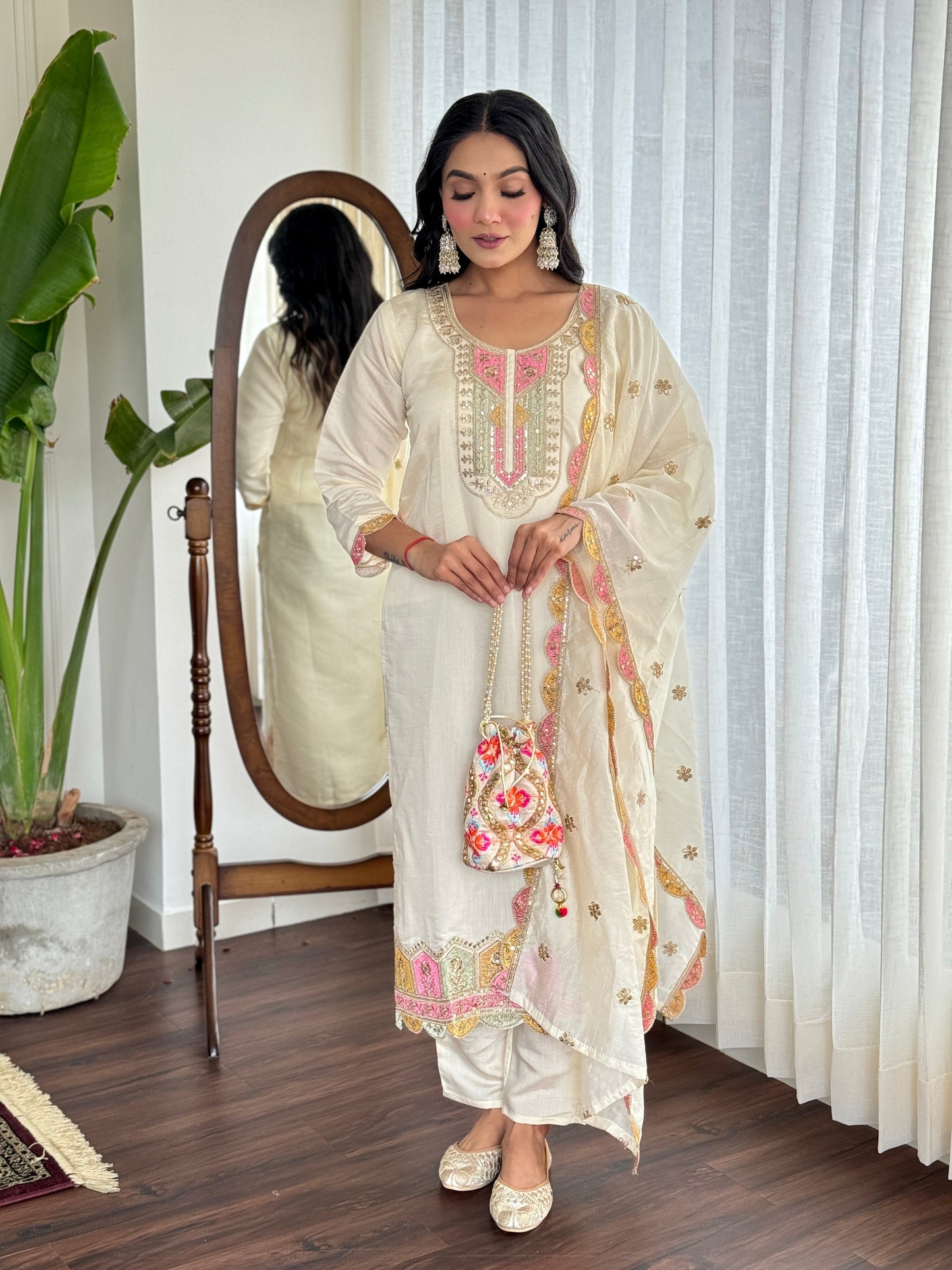 Wedding Wear Off White Kurta Set For Laddies
