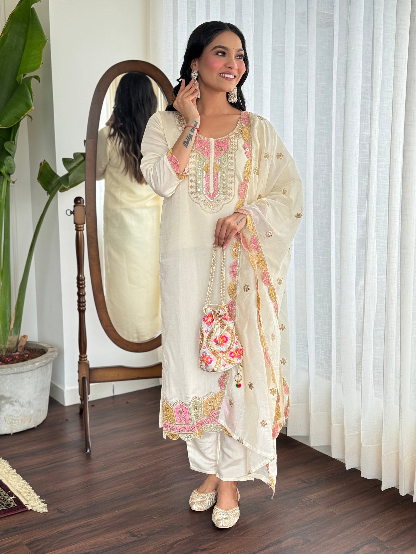 Wedding Wear Off White Kurta Set For Laddies