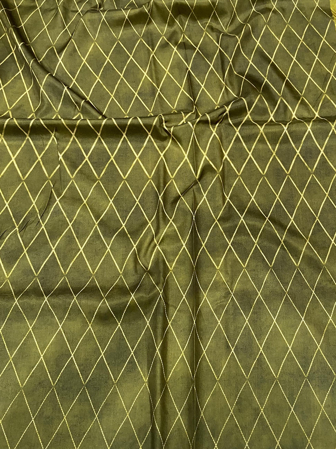 Olive Leheriya Gamthi Silk Sarees by My Store