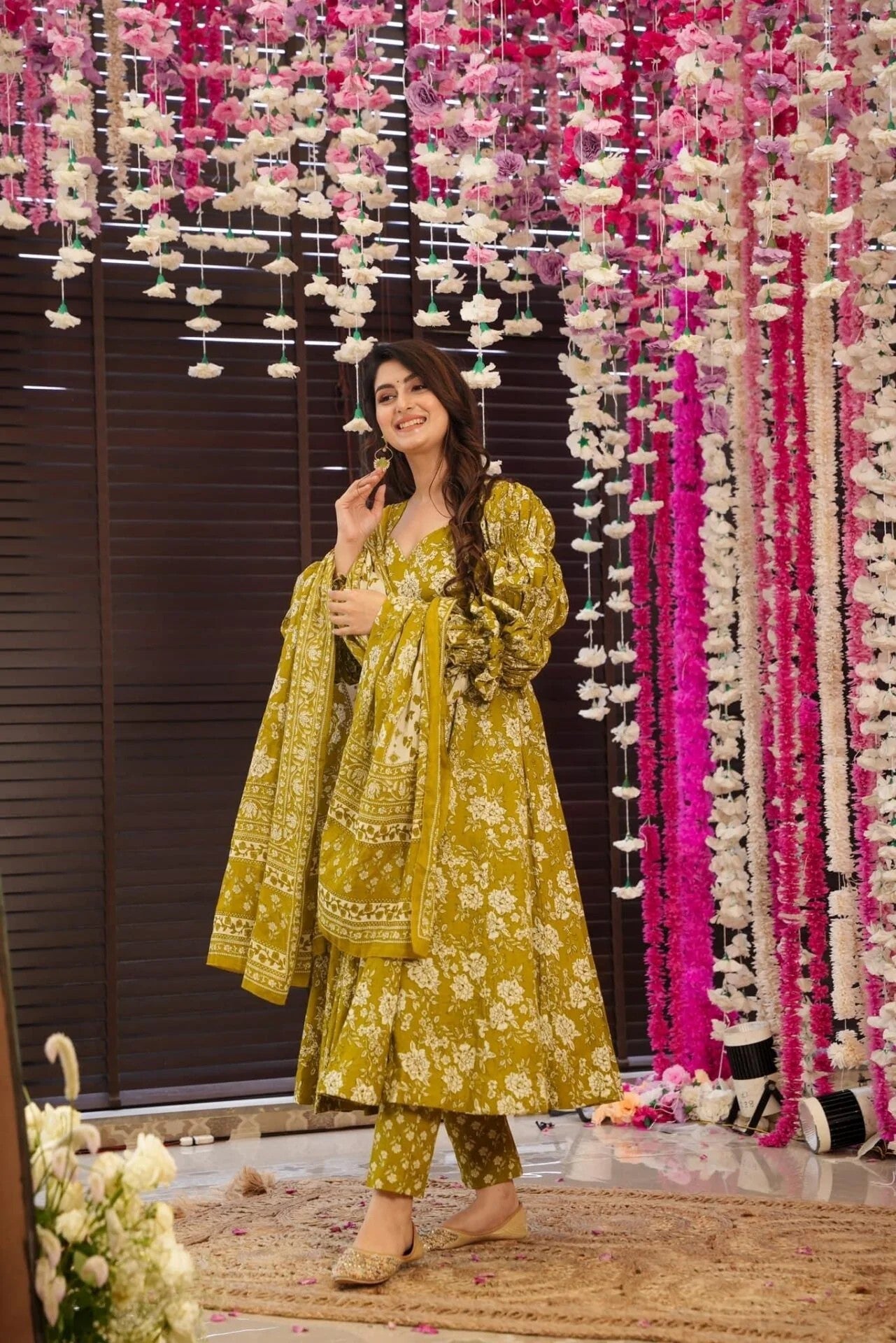 Festival Wear Olive Kurta set For Women