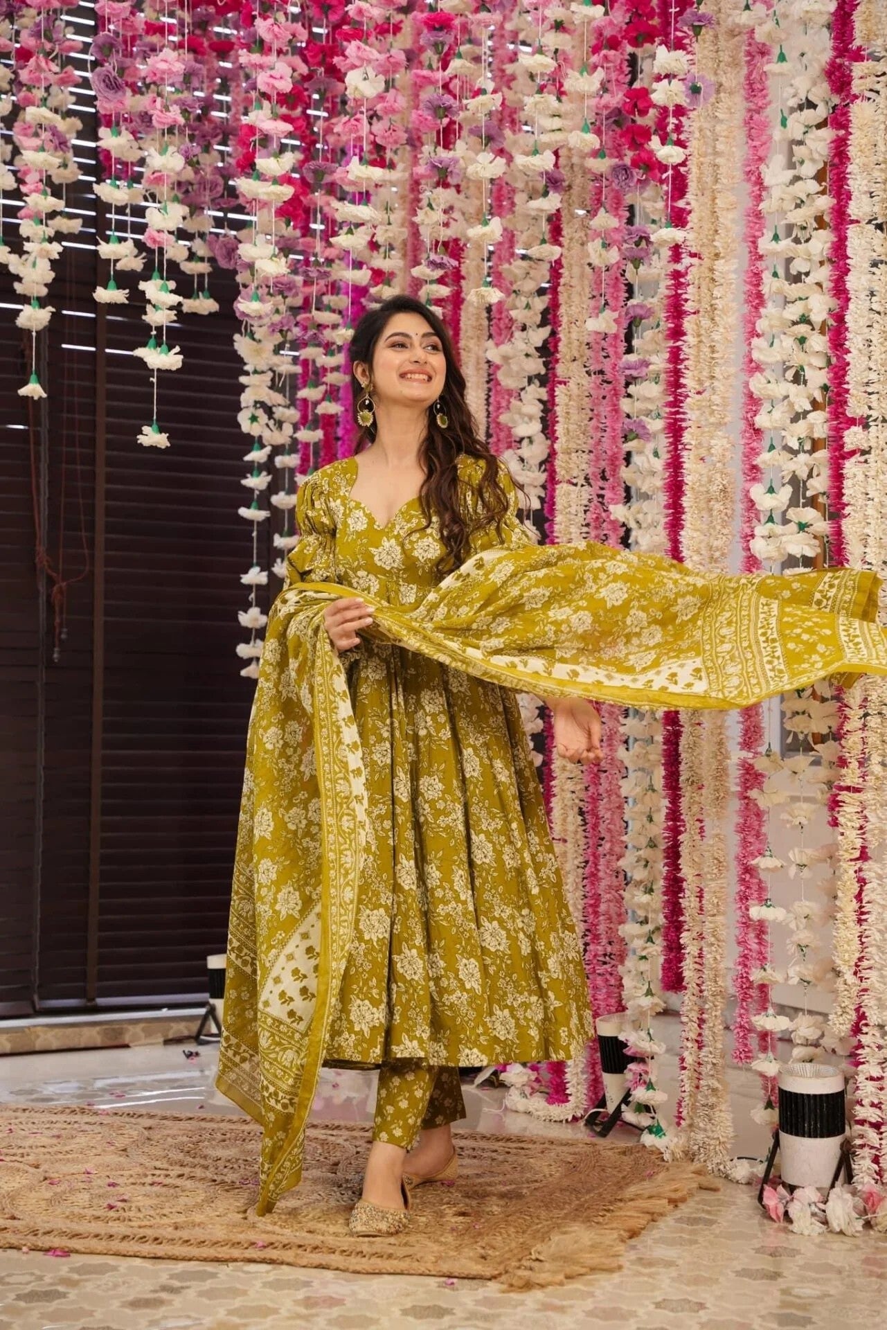 Festival Wear Olive Kurta set For Women