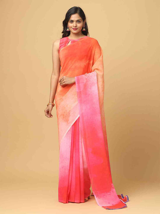 Ombre Soft Georgette Digital Print Saree by My Store