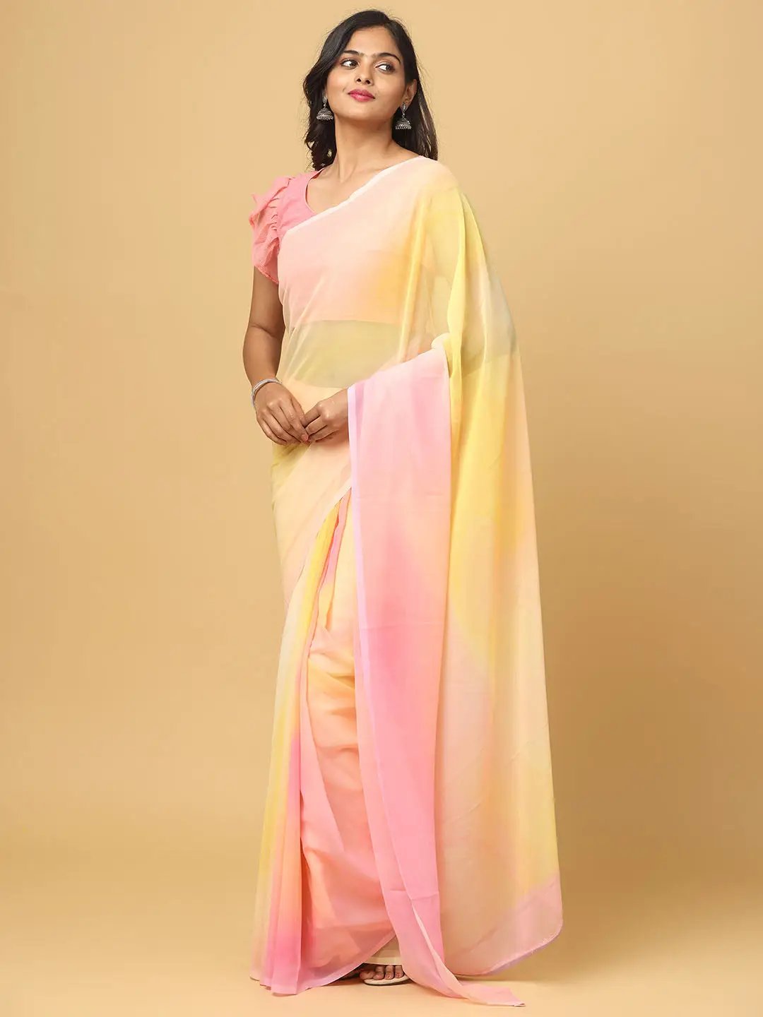 Ombre Soft Georgette Digital Print Saree by My Store