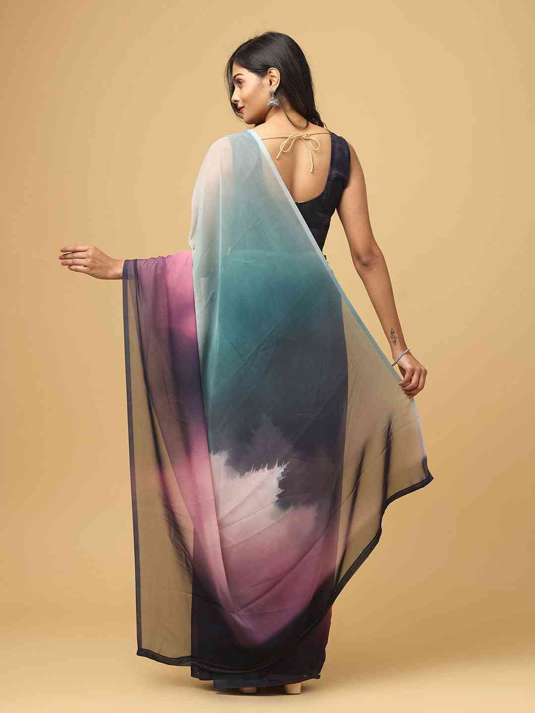 Ombre Soft Georgette Digital Print Saree
