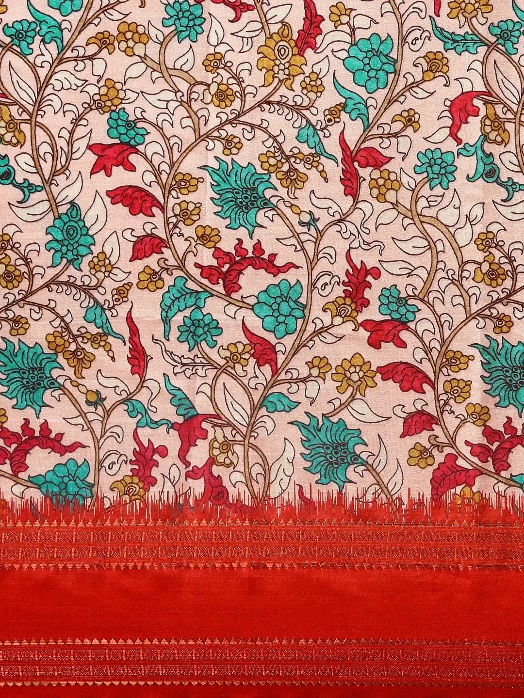 Red Colour Soft Silk Kalamkari Digital Print Saree by My Store