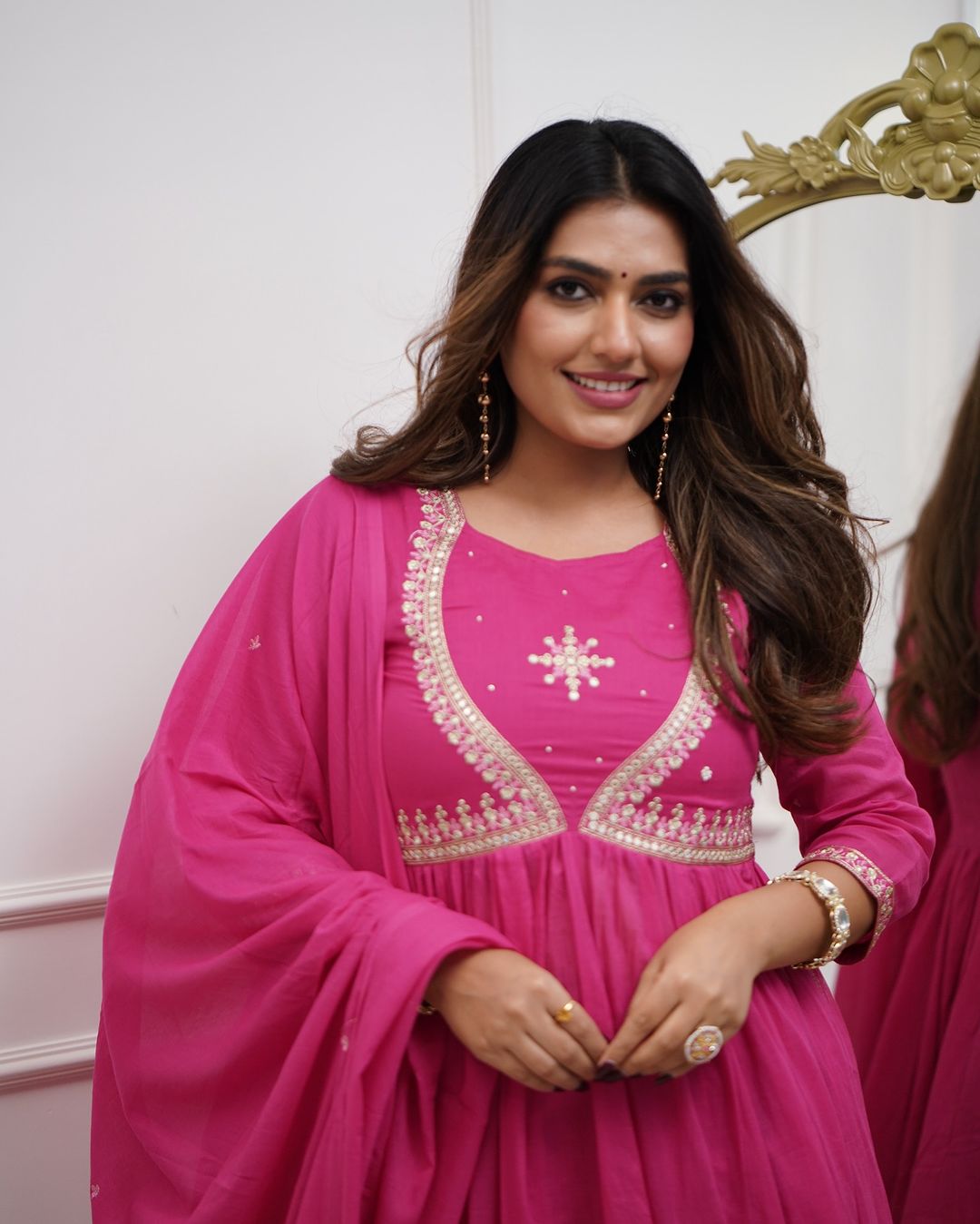 Designer Pink Kurta Set with Sequin Embroidery – Ethnic Ensemble