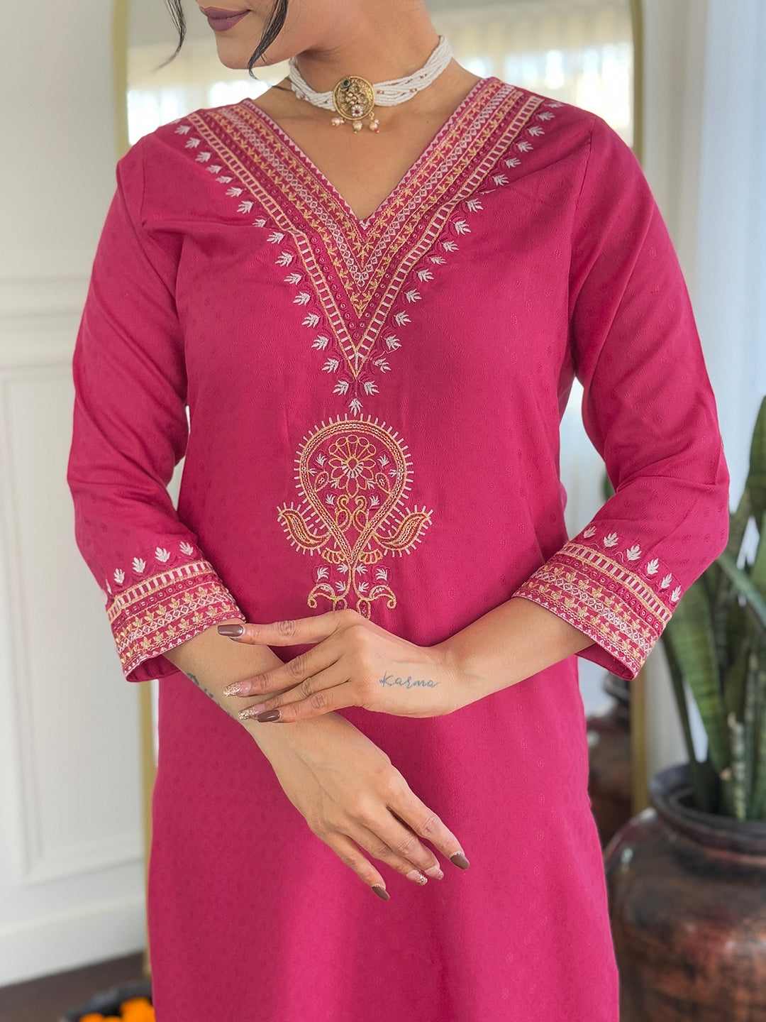 Rose Quartz Pink Kurta Set with Dupatta for women