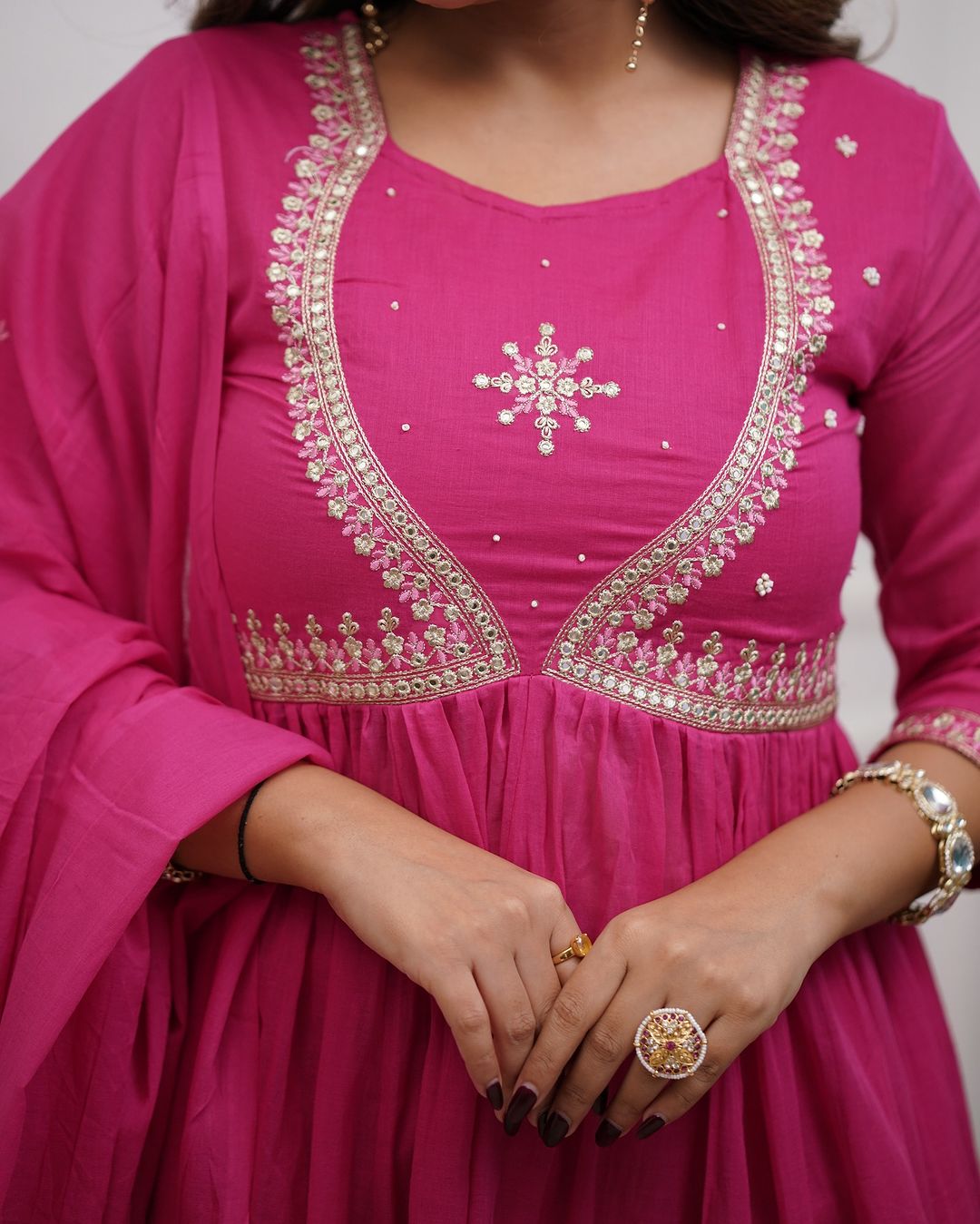 Designer Pink Kurta Set with Sequin Embroidery – Ethnic Ensemble