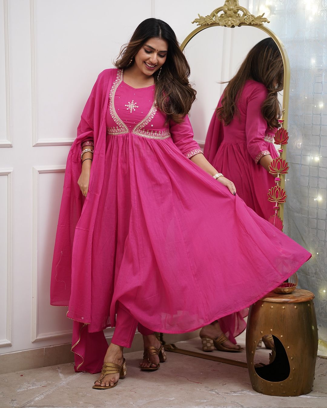 Designer Pink Kurta Set with Sequin Embroidery – Ethnic Ensemble