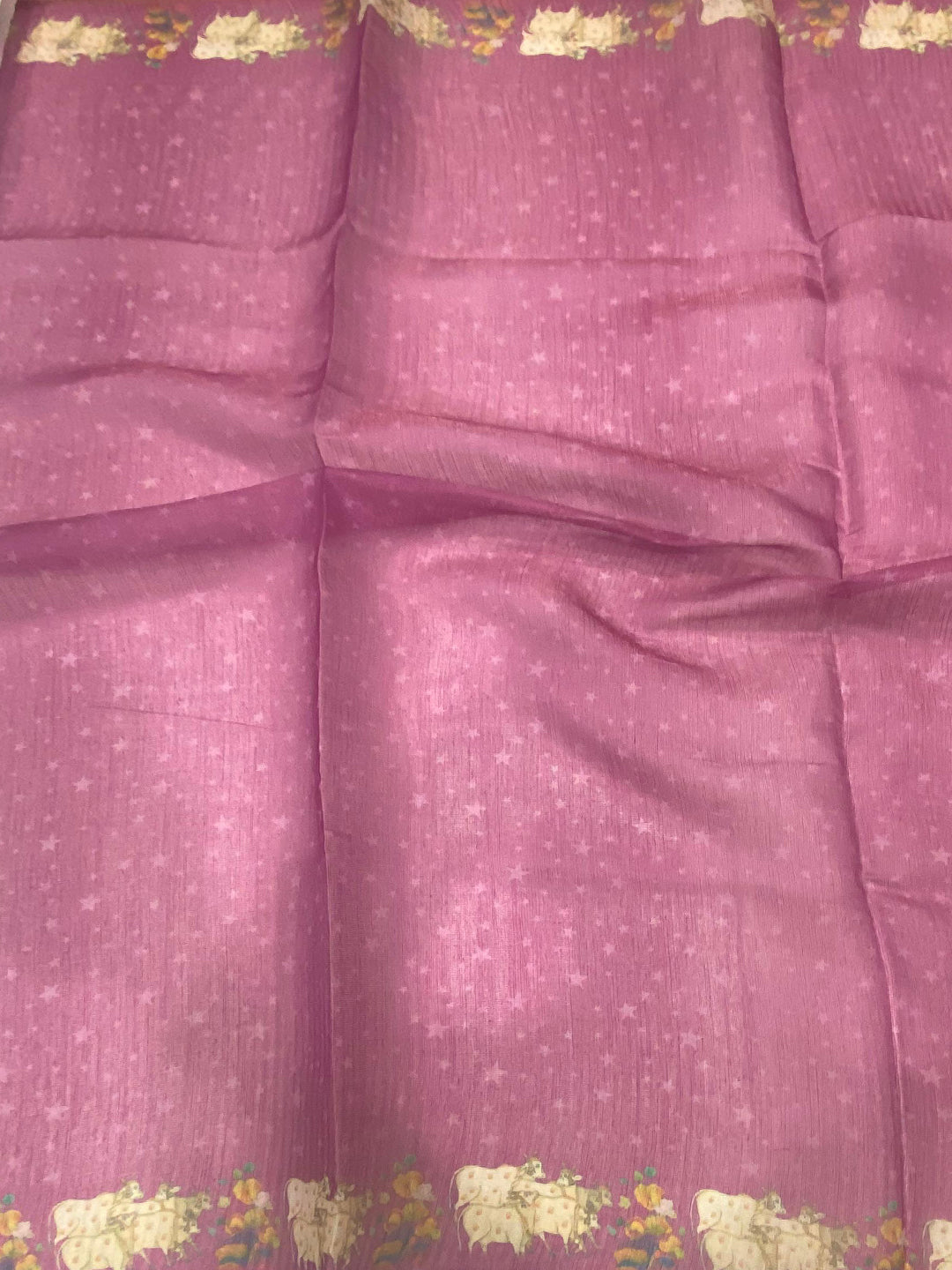 Pink Chanderi Pichwai Print Saree by My Store