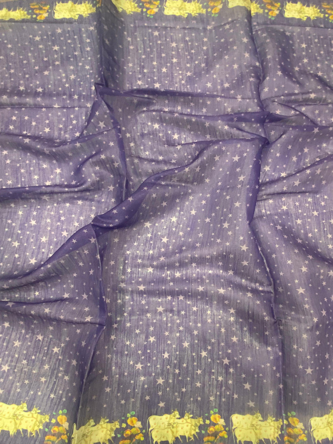 Purple Chanderi Pichwai Print Saree by My Store