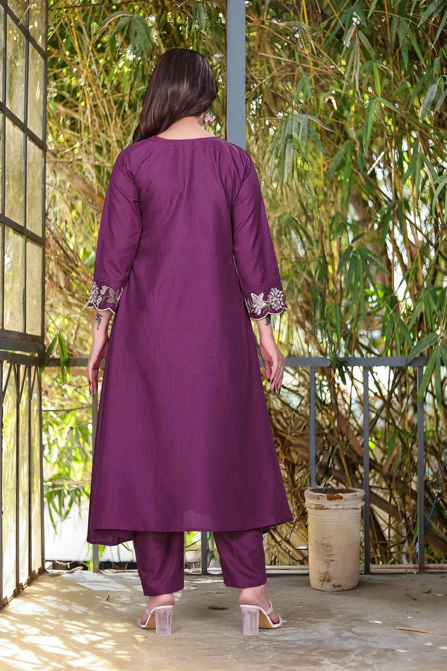 Ethenic Purple Kurta Set For Women