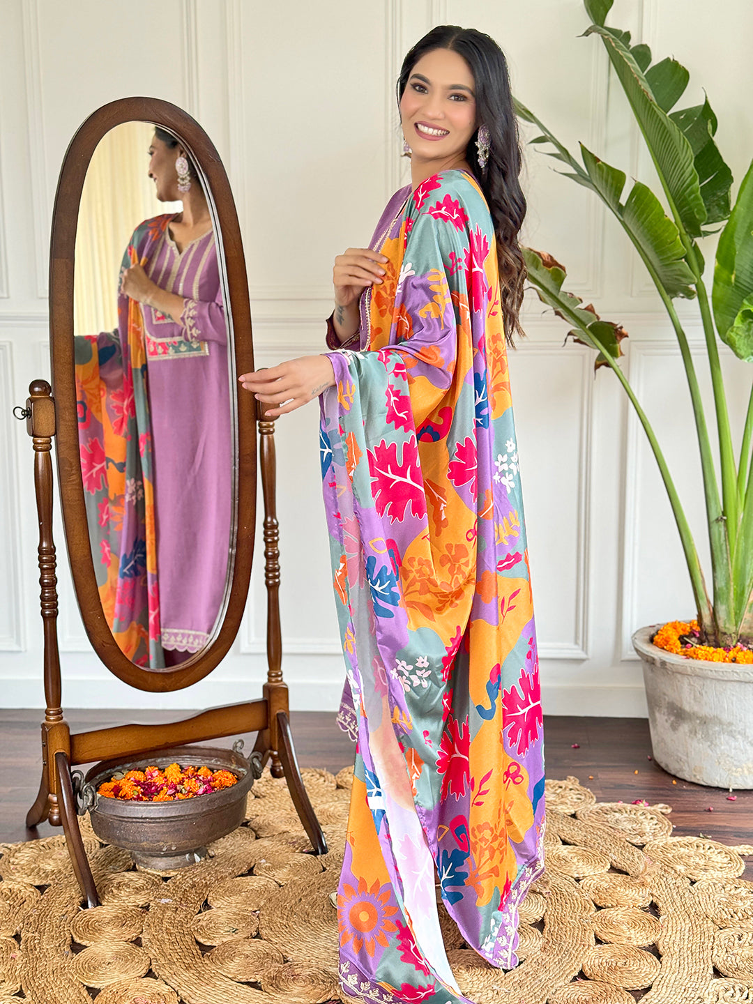 Lavender Dreams Purple Kurta Set for laddies