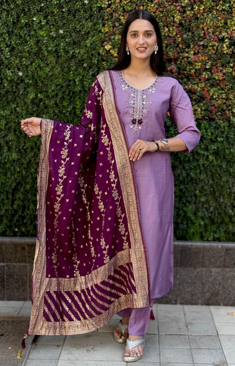 Purple Kurta Set with Dupatta – Stylish Women’s Ethnic Wear for Festive & Wedding Looks