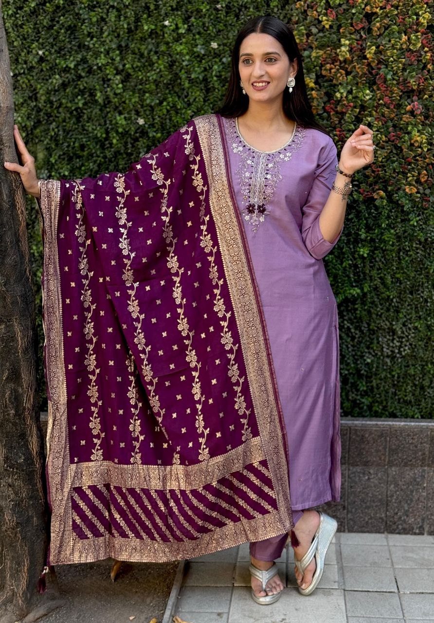 Purple Kurta Set with Dupatta – Stylish Women’s Ethnic Wear for Festive & Wedding Looks