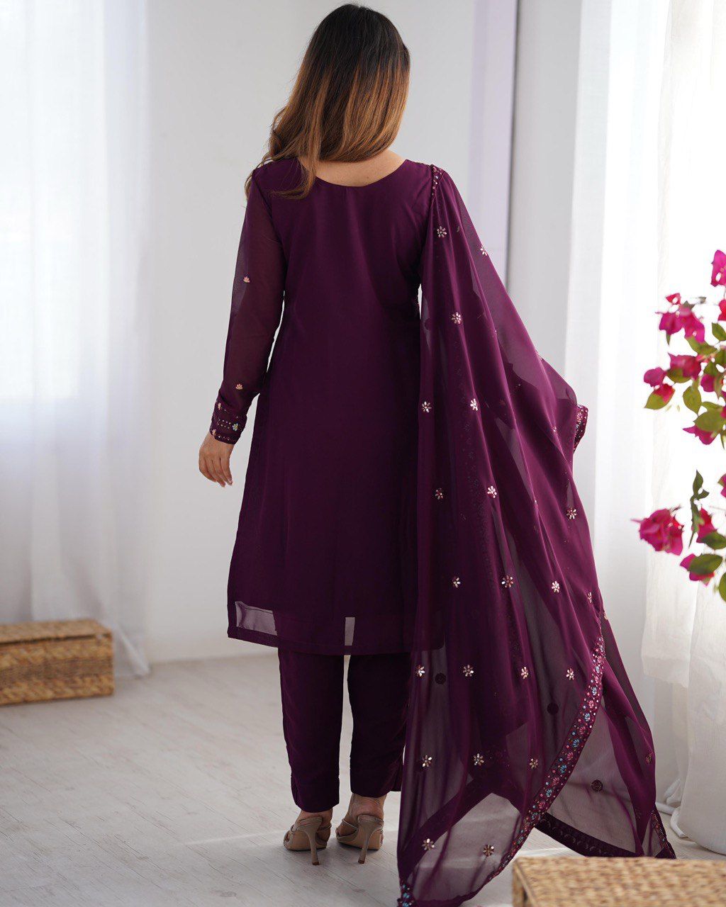 Festive Radiance Purple Kurta Set Ensemble