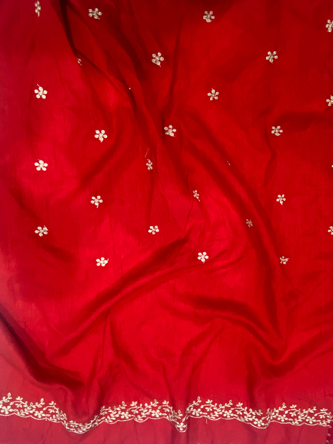 Red Soft Georgette Bandhej Print Saree by My Store