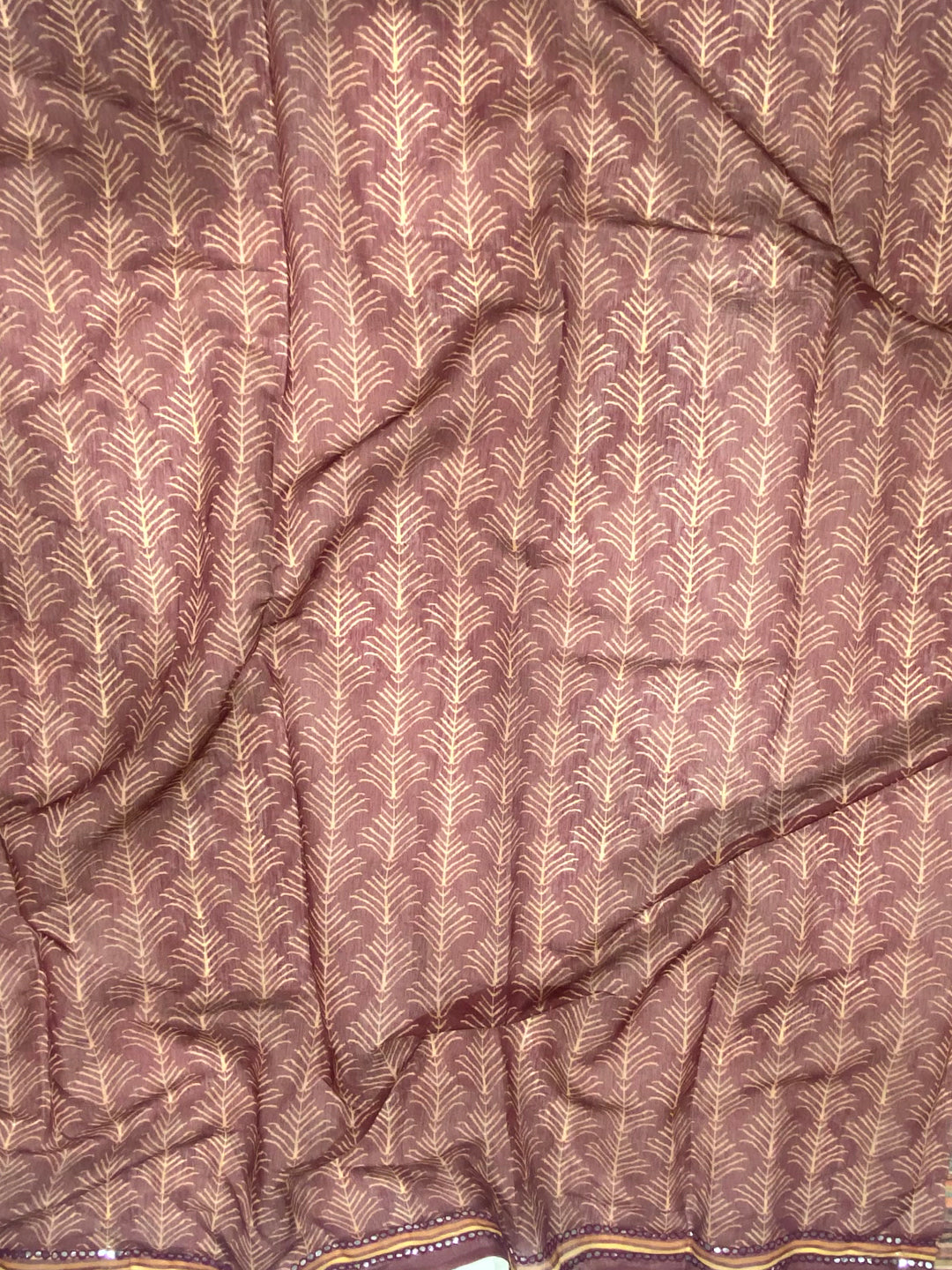 Rust Charm Mirror Work Silk Saree by My Store