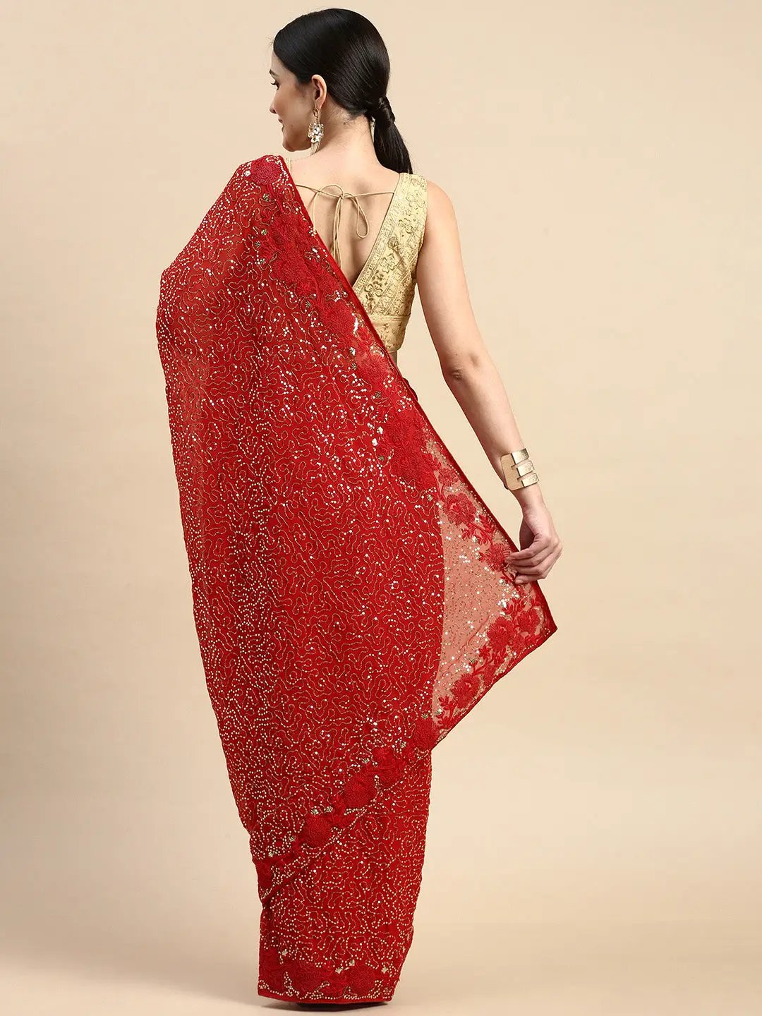 Georgette Sequence Design Trendy Party Wear Saree by My Store