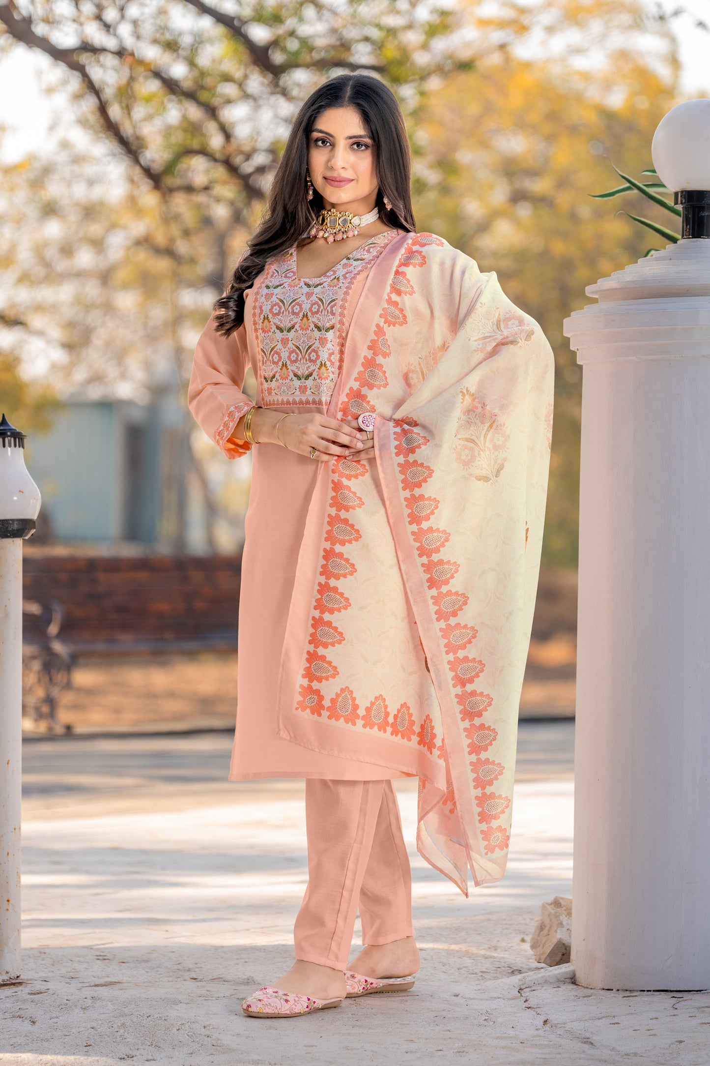 Beautiful Peach Kurta Set For Women