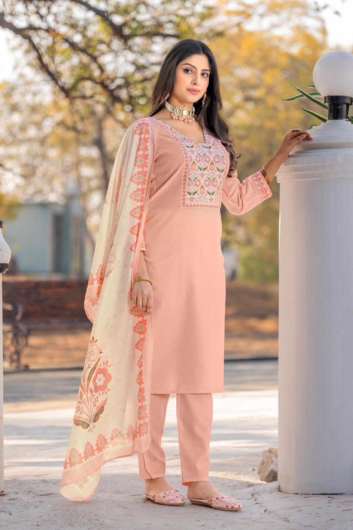 Beautiful Peach Kurta Set For Women
