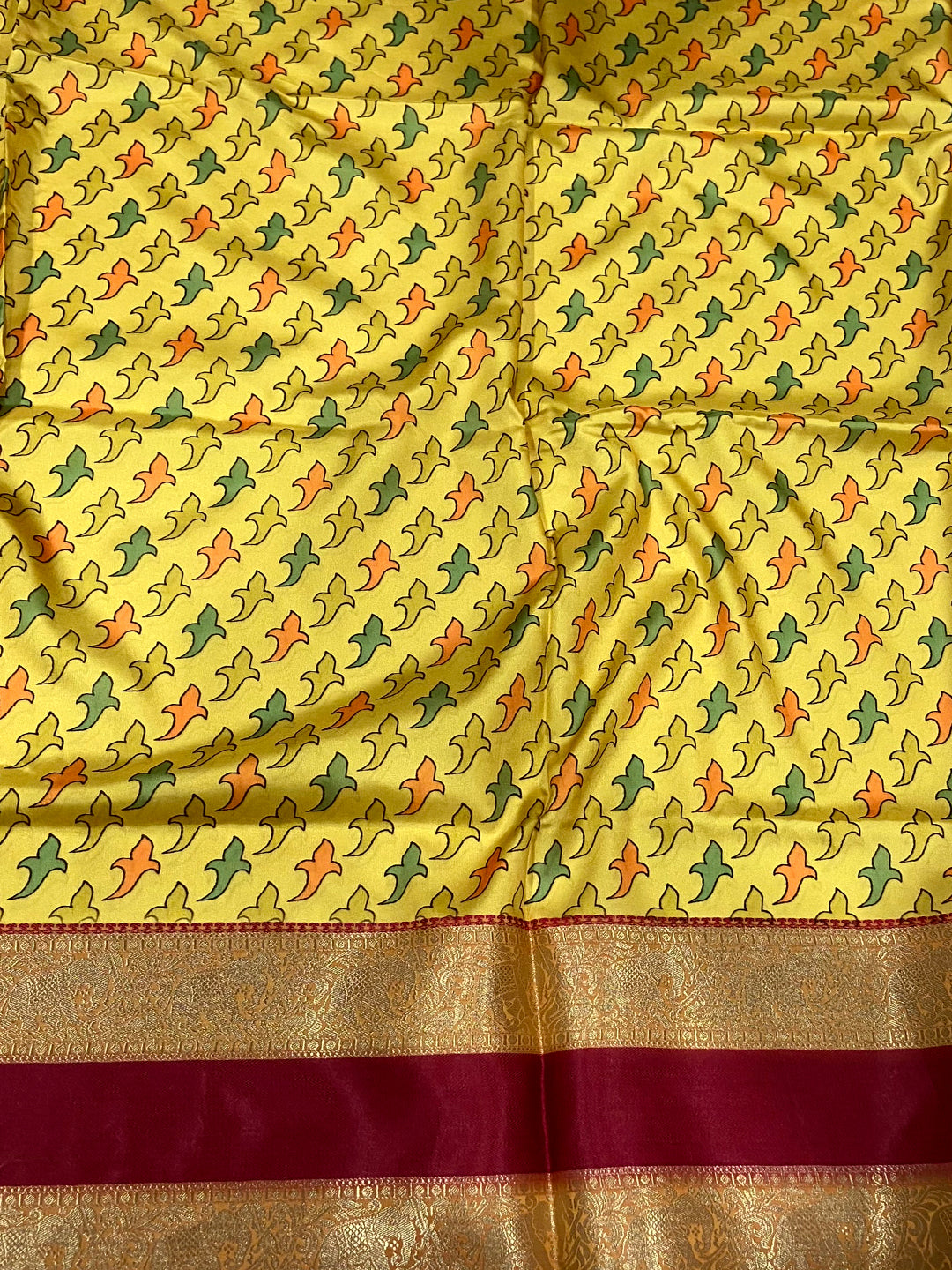 Multi Colour Soft Silk Kalamkari Saree by My Store