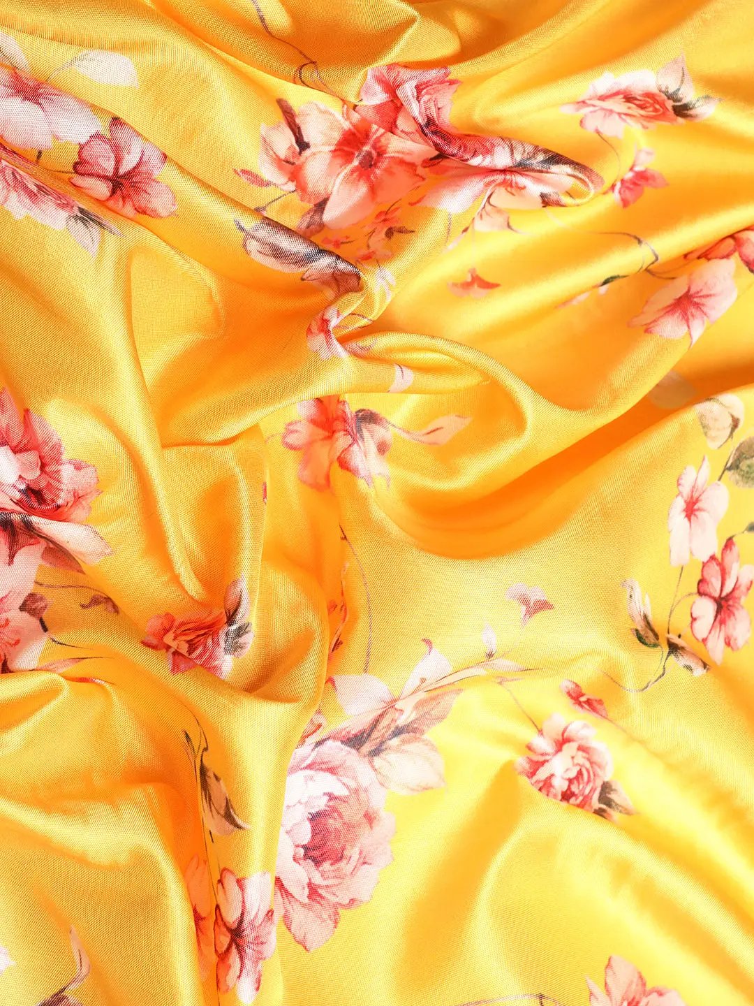 Soft Gadhwal Patti Woven Design Pichwai Print Banarasi Saree by My Store