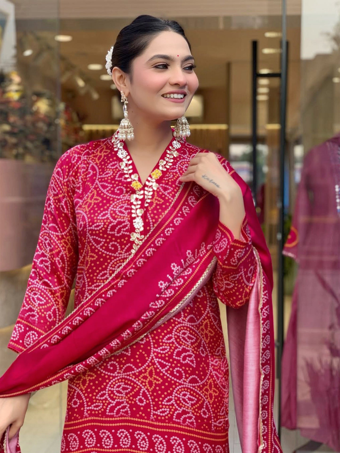 Festival Silk Pink Kurta set For Women