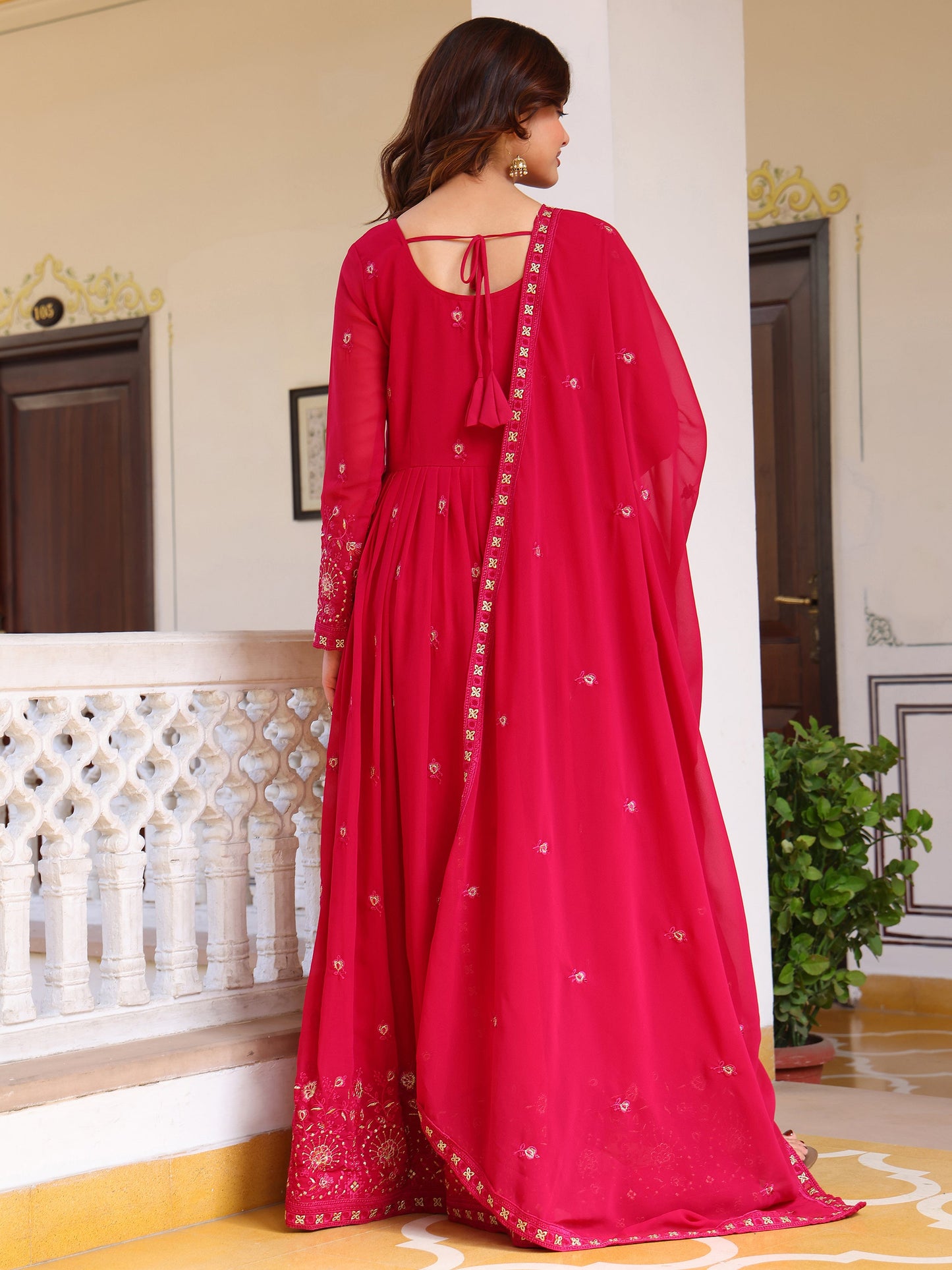 Pink Georgette Party Wear Anarkali Suit