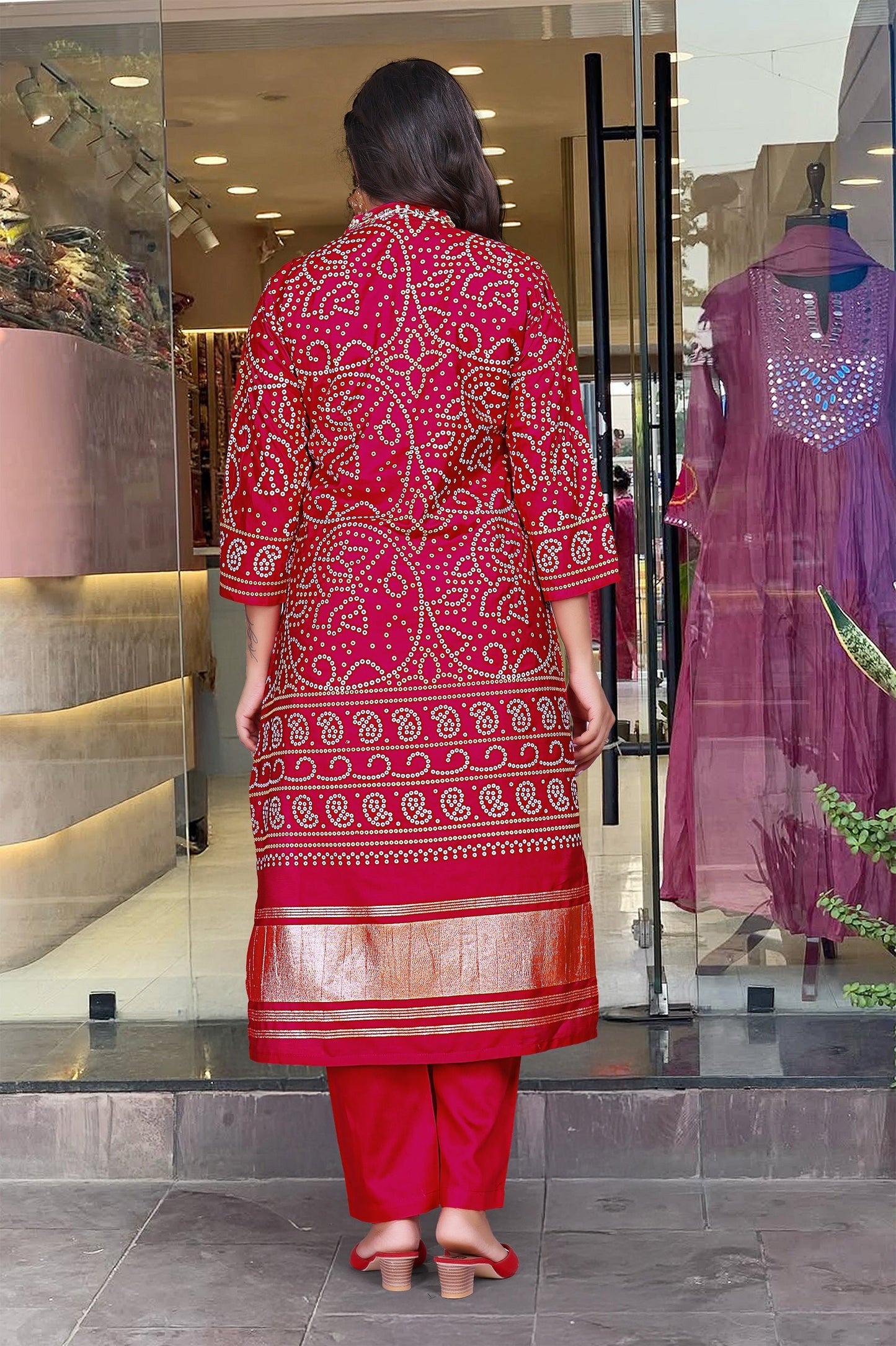 Festival Silk Pink Kurta set For Women