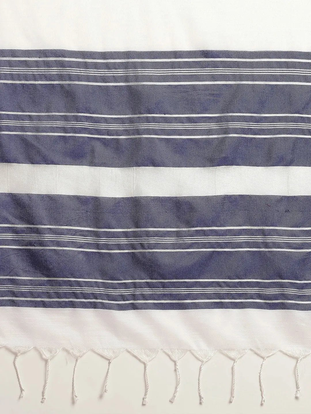 Bhagalpuri Linen Saree With Navy Colour Small Patti
