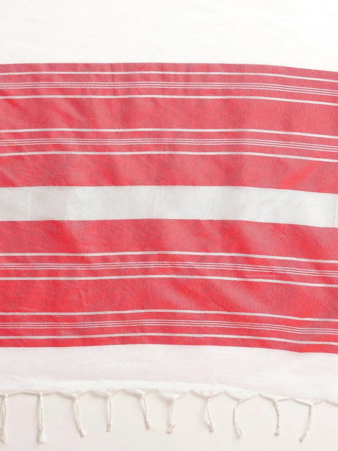 Bhagalpuri Linen Saree With Red Colour Small Patti