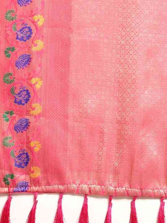 Kora Silk Banarasi Digital Print Saree In Sky Blue Colour by My Store