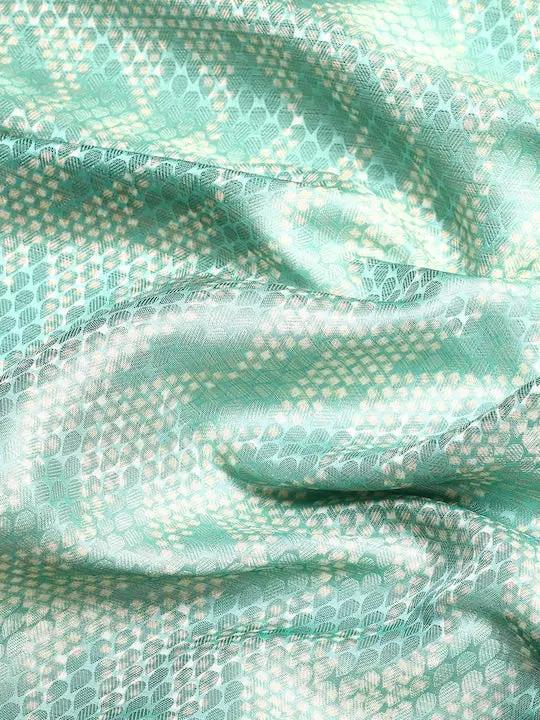 Kora Silk Banarasi Digital Print Saree In Sky Blue Colour by My Store