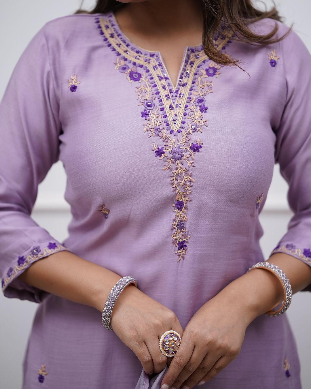 Purple Rayon Festival Wear Kurta Set