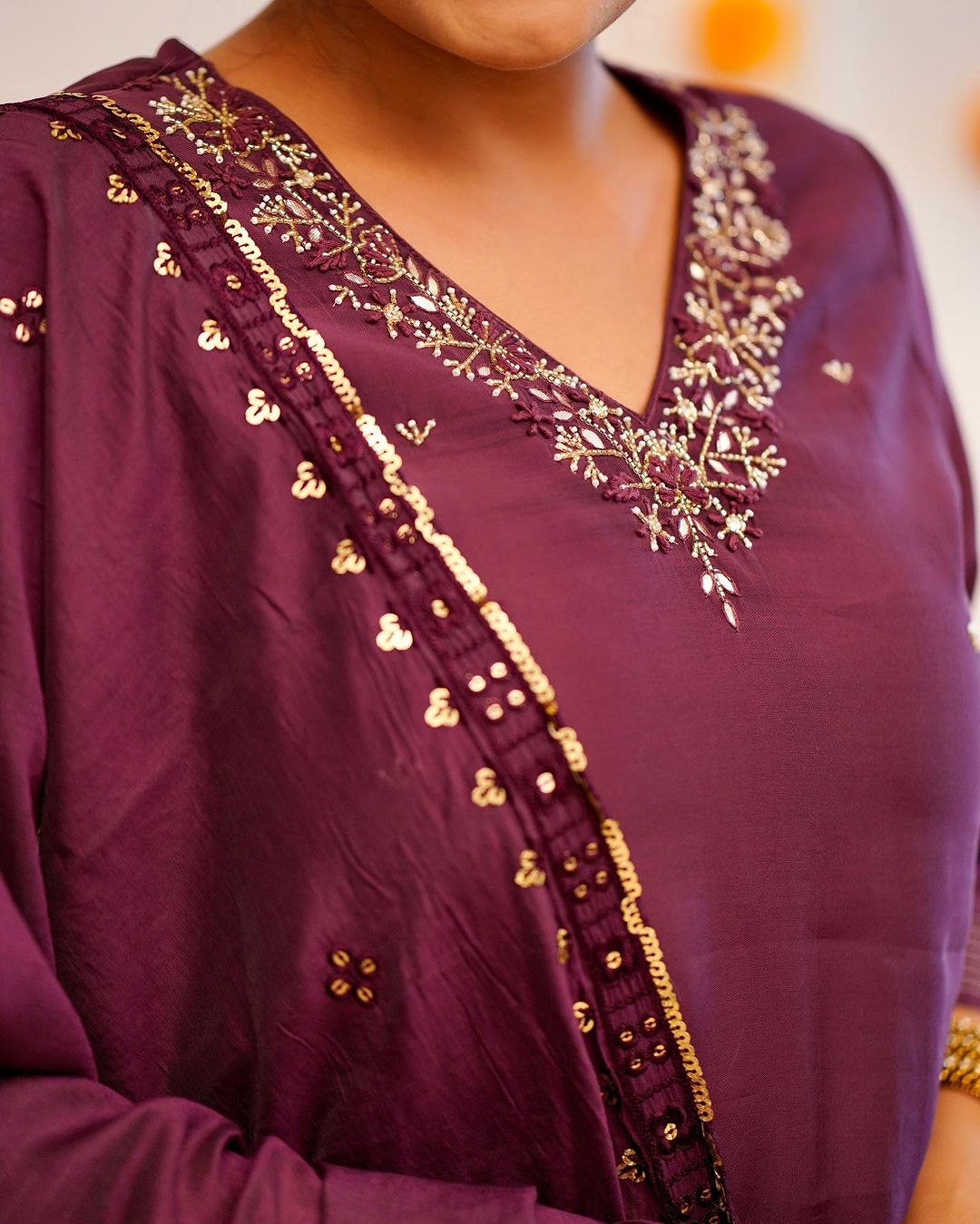 Silk Embroidered Purple Kurta Set