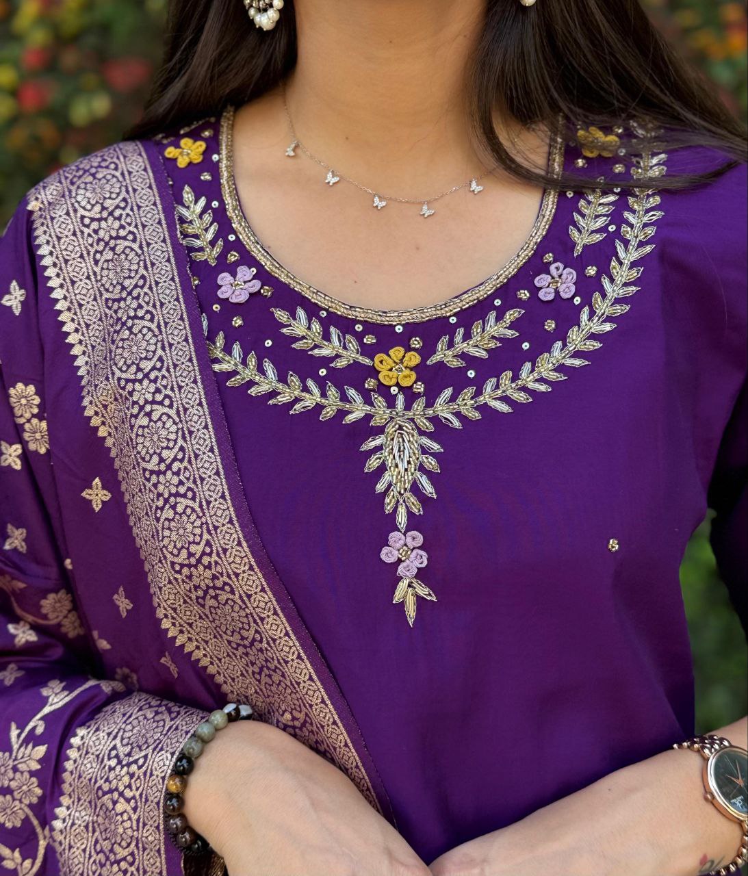 Vibrant Purple Kurta Set with Dupatta – Ethnic Women’s Wear