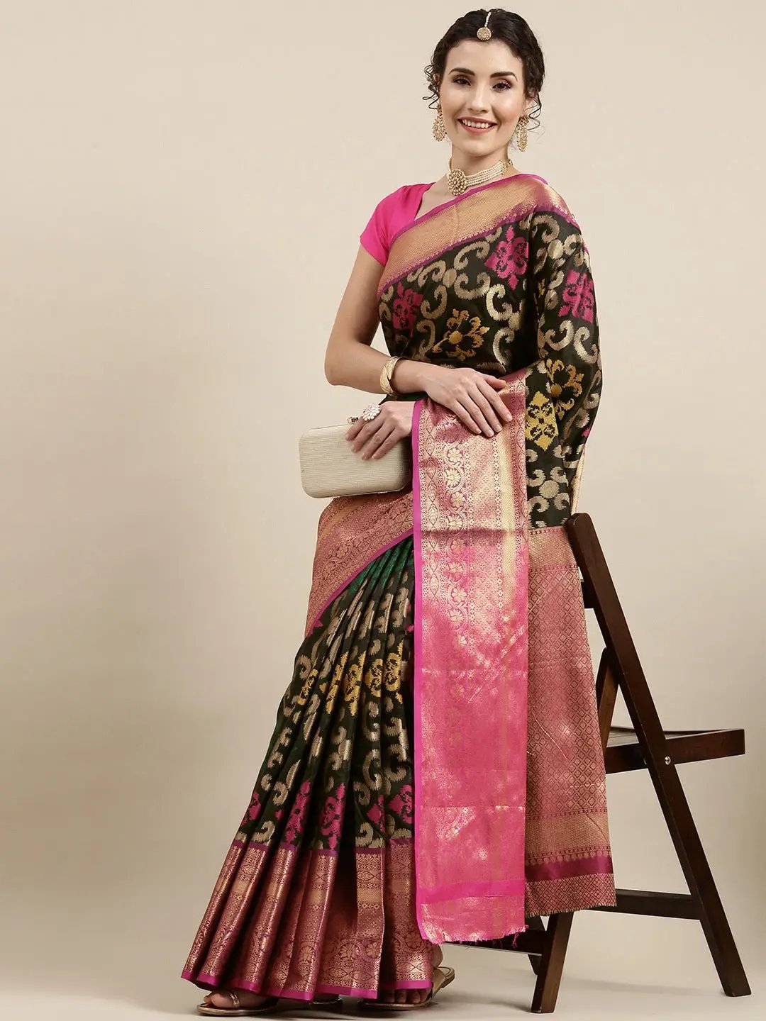 Exclusive Black Colour Dharmavaram Soft Silk Festive Wear Saree by My Store