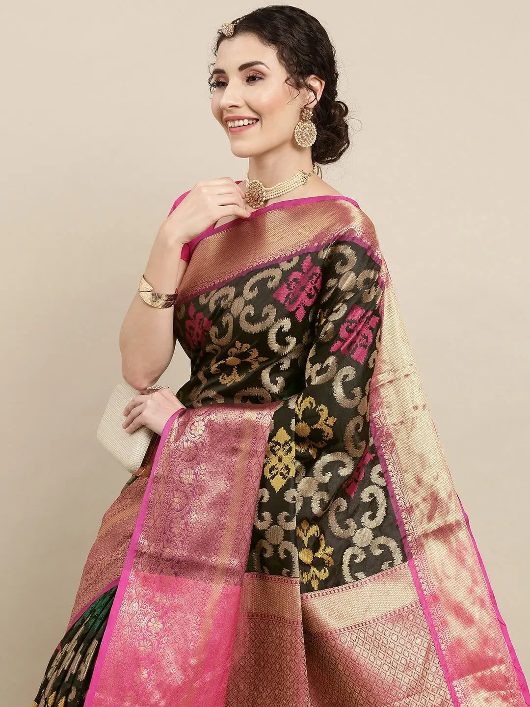 Exclusive Black Colour Dharmavaram Soft Silk Festive Wear Saree by My Store