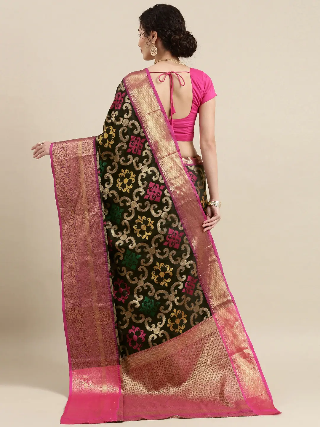 Exclusive Black Colour Dharmavaram Soft Silk Festive Wear Saree by My Store