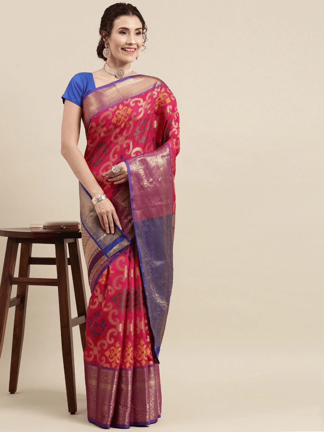 Exclusive Rani Colour Dharmavaram Soft Silk Festive Wear Saree by My Store