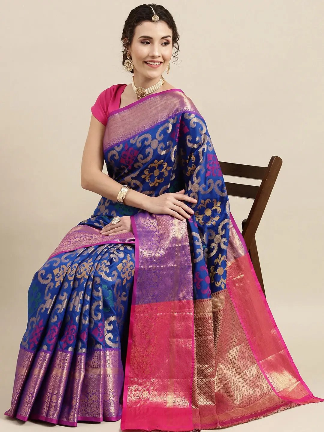 Exclusive Blue Colour Dharmavaram Soft Silk Festive Wear Saree by My Store