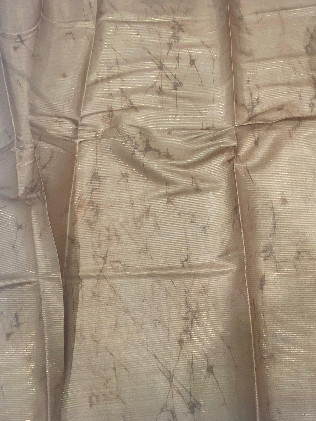 Beige Tussar Silk Floral Prints Saree