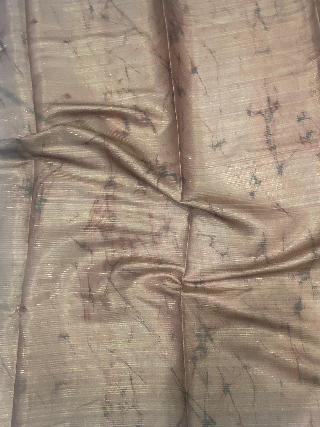 Rust Semi Gold Zari Botanical Tussar Saree by My Store