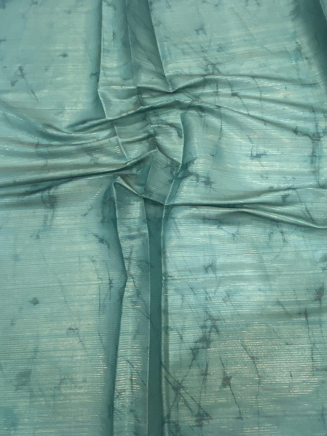 Teal Blue Semi-Gold Zari Abstract Tussar Saree by My Store