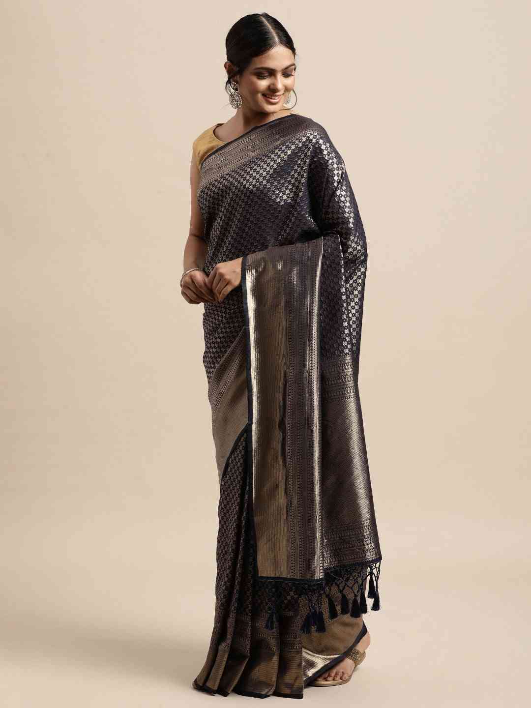 Stylish Zari Border With Woven Design Kanjivaram Silk Saree by My Store