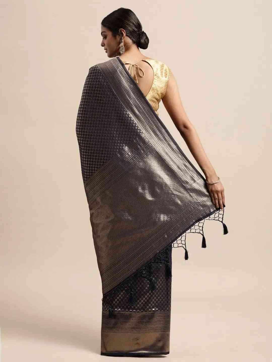 Stylish Zari Border With Woven Design Kanjivaram Silk Saree by My Store